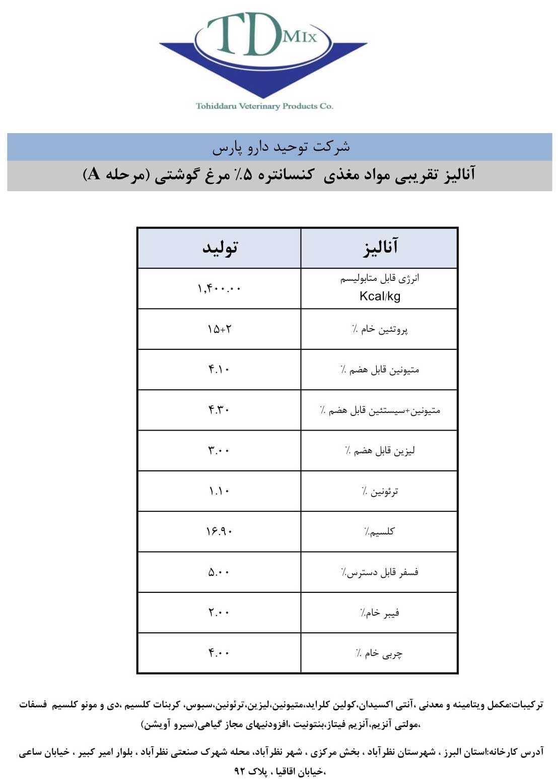 کنسانتره ۵ درصد گوشتی دو مرحله ای