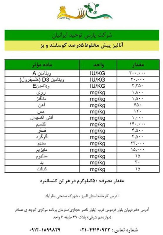 پیش مخلوط های ویتامینه و معدنی گوسفند و بز