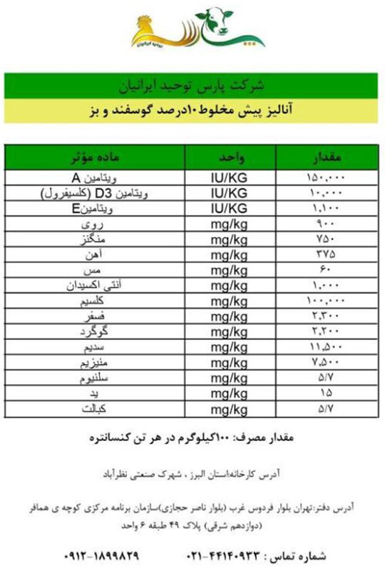 پیش مخلوط های ویتامینه و معدنی گوسفند و بز