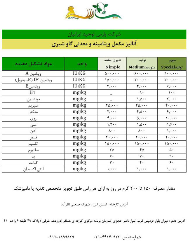 مکمل گاو شیری