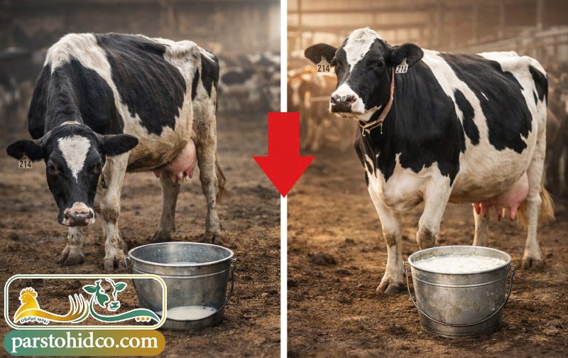 افزایش تولید شیر گاو 